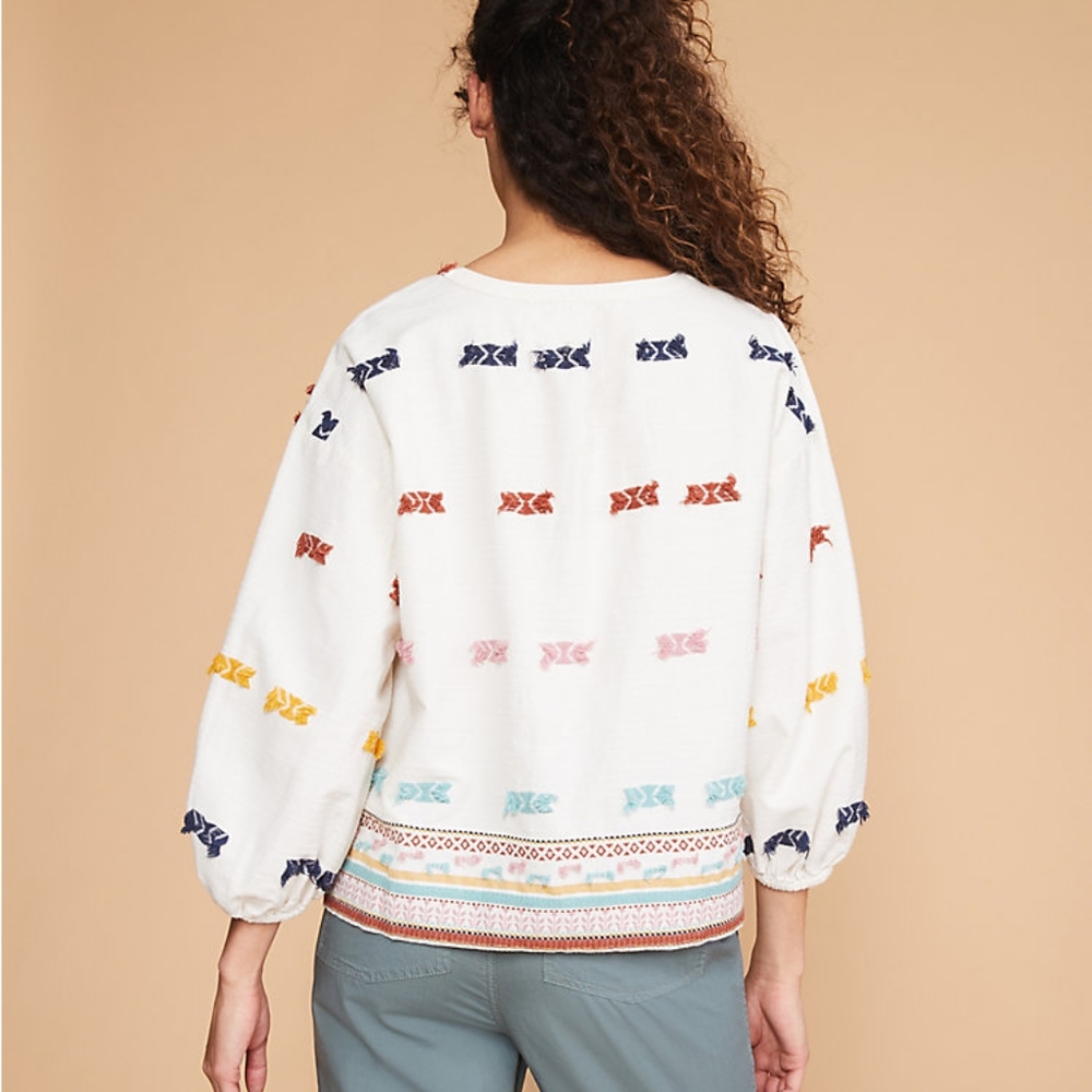 NWT Lou & Grey Embroidered Textured Boho Colorful Top - Picture 5 of 12
